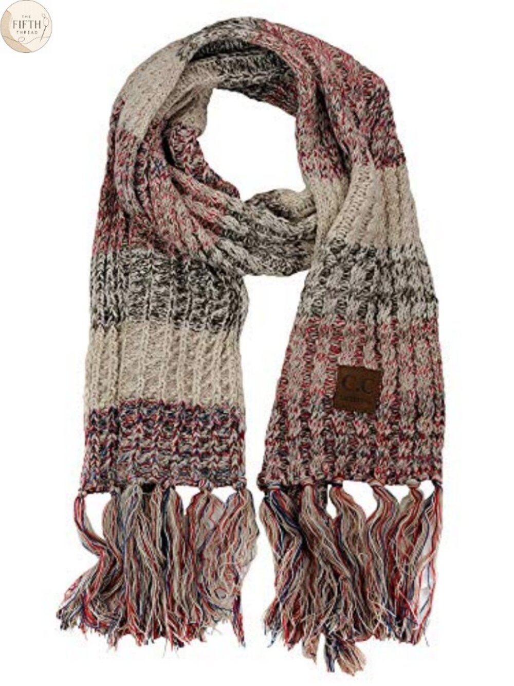Cable Knit Shawl Wrap Tassel Scarf 100% Acrylic Extra Long Winter